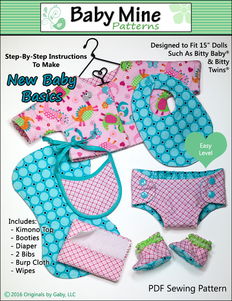 New Baby Basics 15" Baby Doll Clothes Pattern