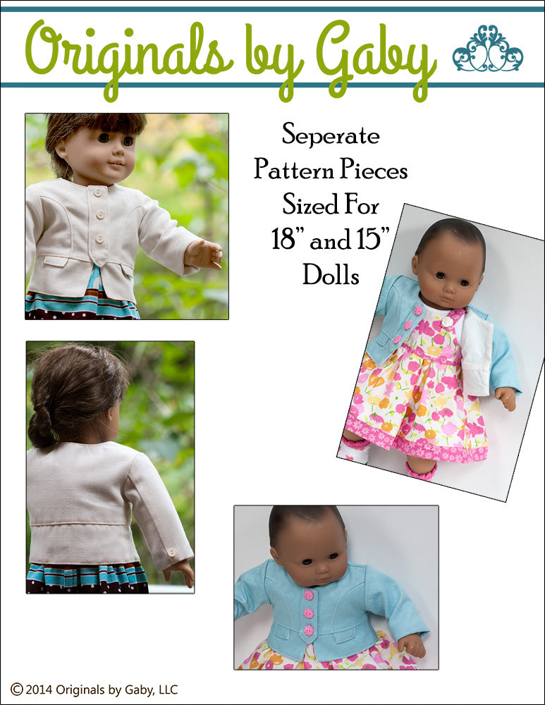 Snappy Little Jacket Bundle 15" and 18" Doll Clothes Pattern