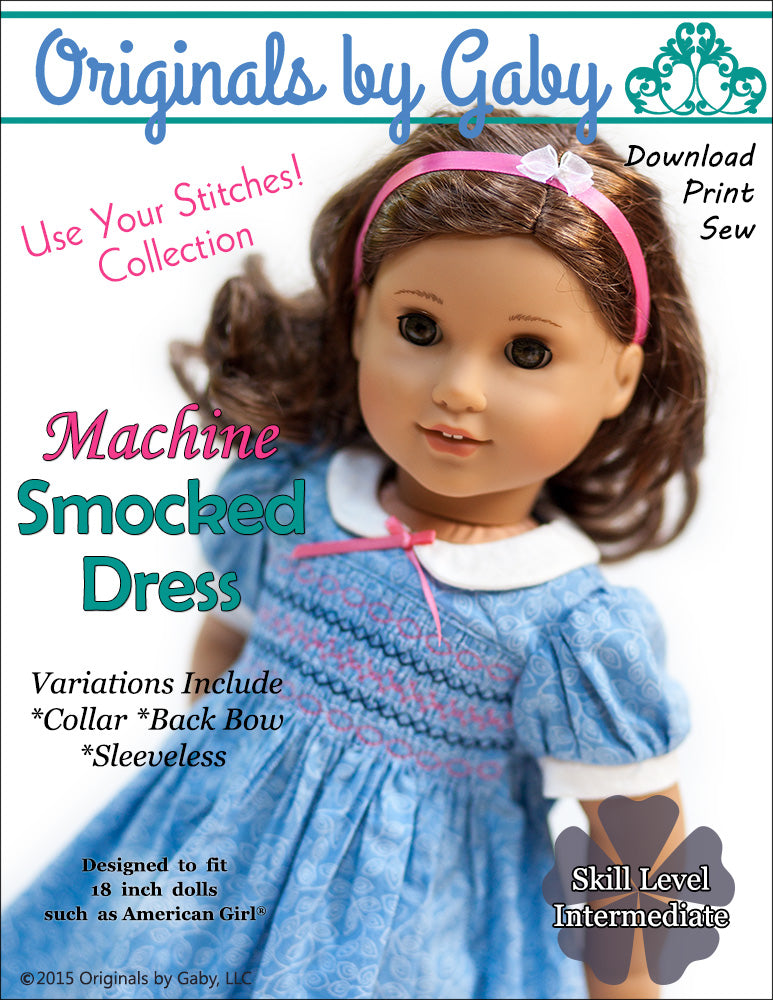 18 doll dress Smocked Dress 18" Doll Clothes Pattern