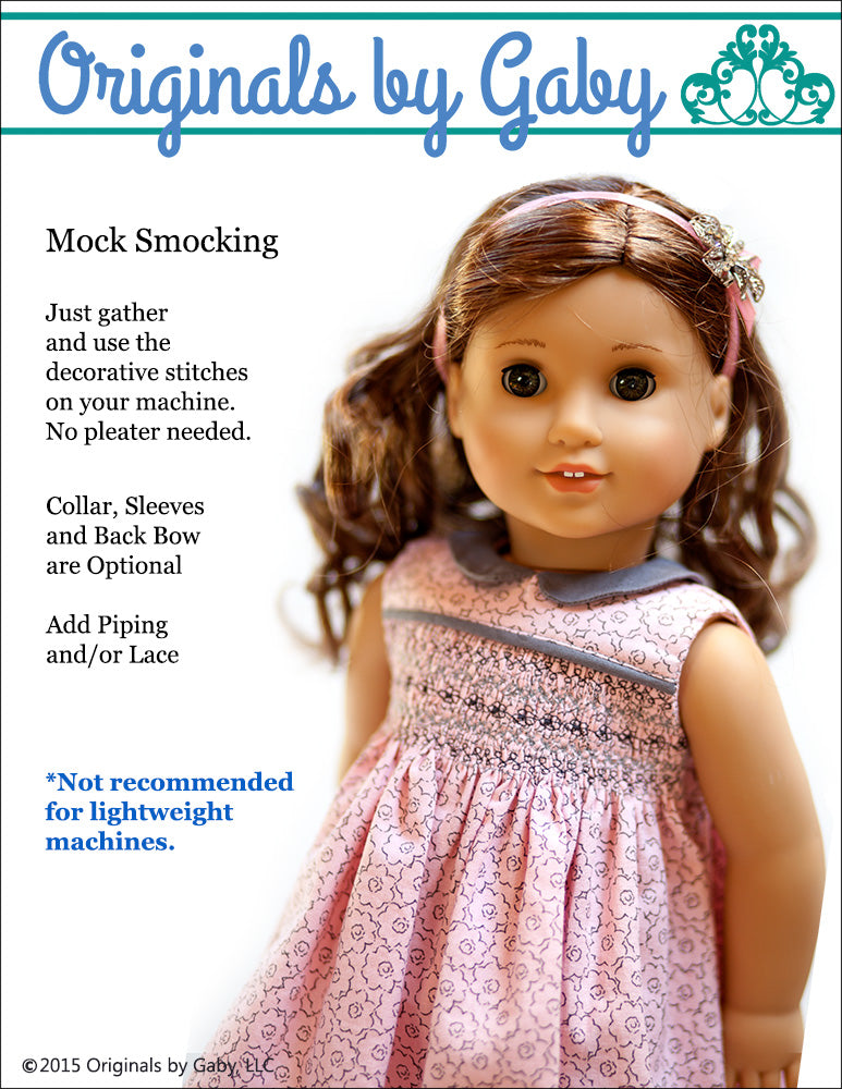 Smocked Dress 18" Doll Clothes Pattern