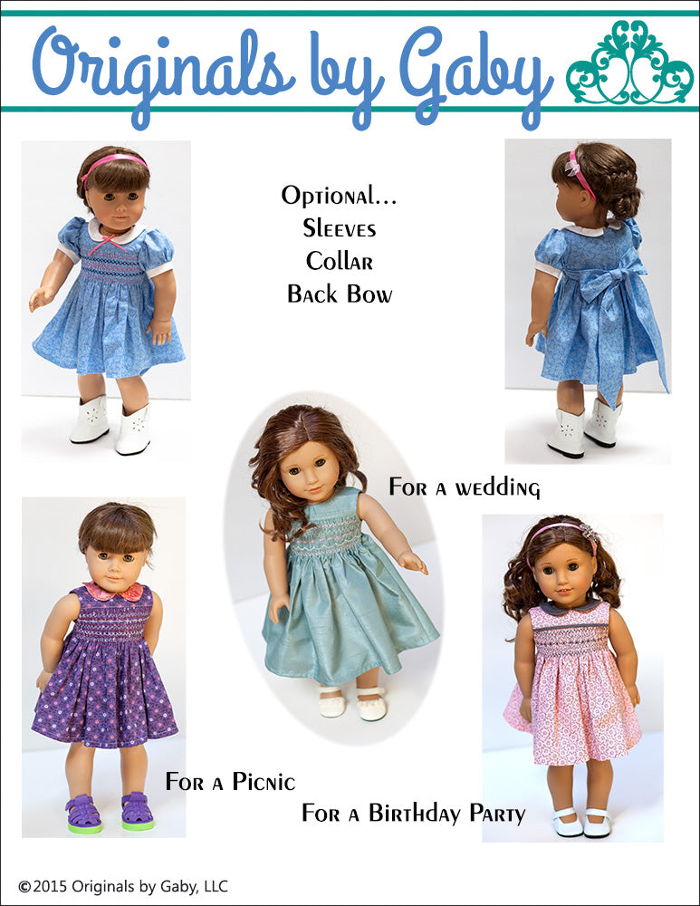 Smocked Dress 18" Doll Clothes Pattern