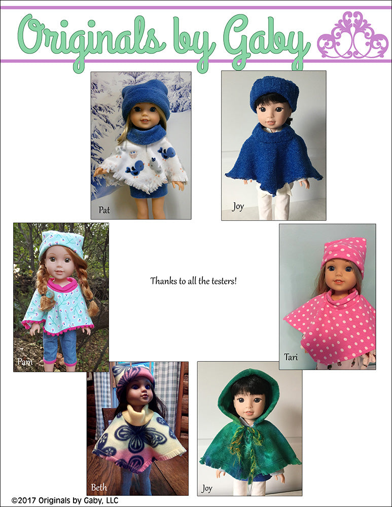 60s Poncho & Hat 14-14.5" Doll Clothes Pattern