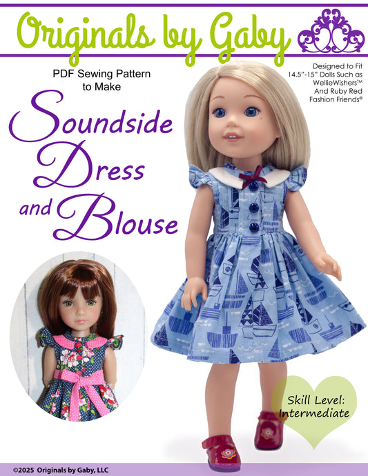 Soundside Dress and Blouse 14.5-15" Doll Clothes