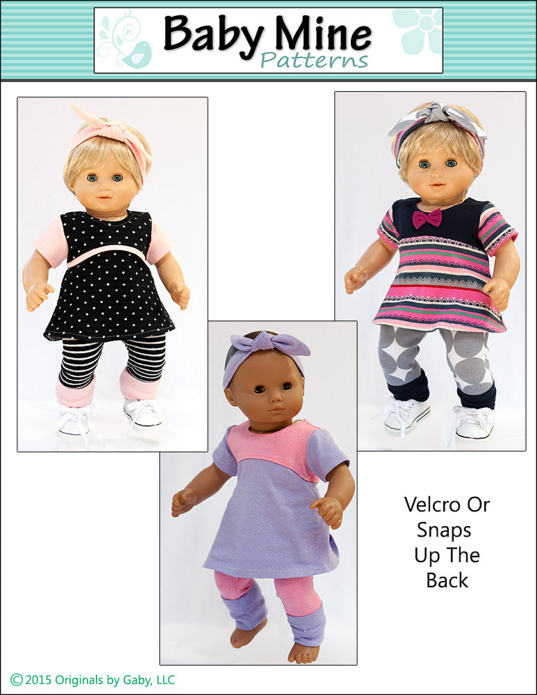 Tri-City Knit Dress & Circle Leggings 15" Baby Doll Clothes Pattern