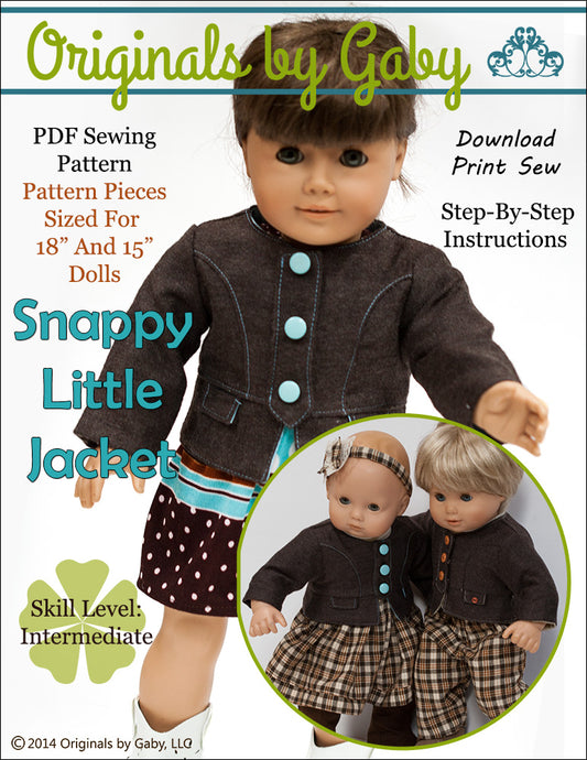 Snappy Little Jacket Bundle 15" and 18" Doll Clothes Pattern