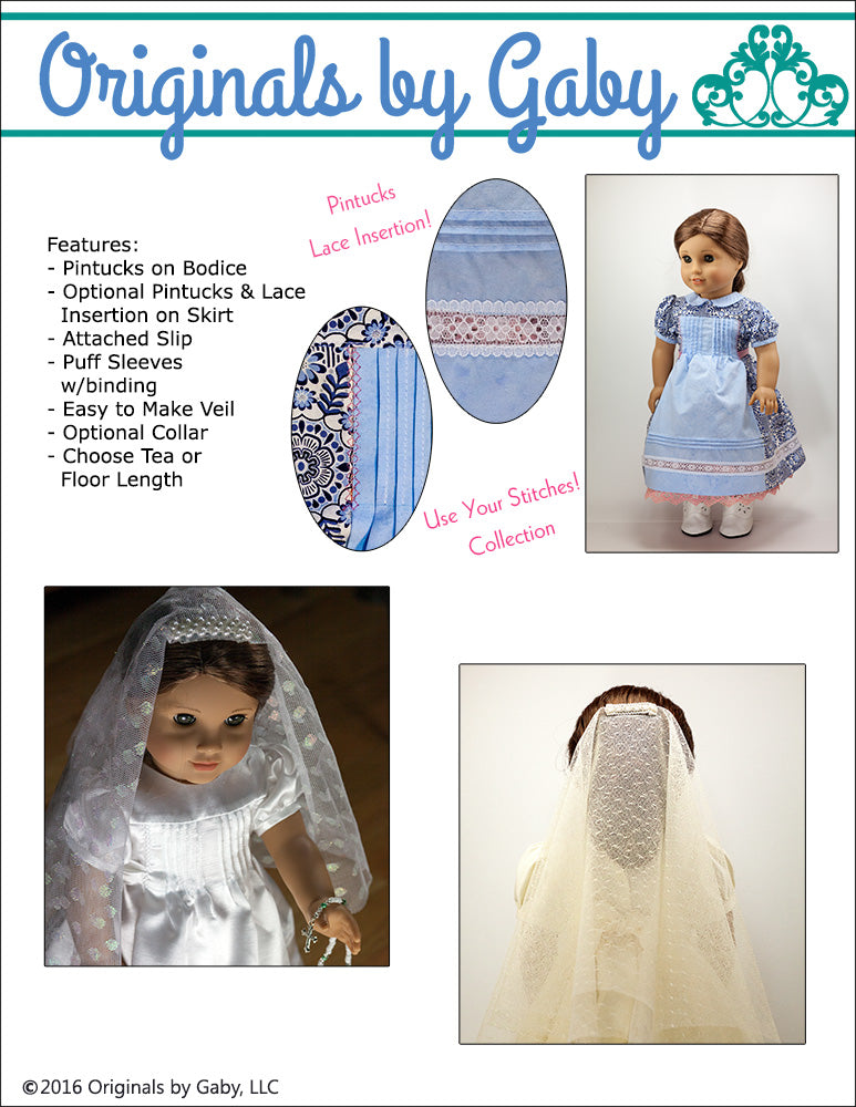 Pintucks and Lace 18" Doll Clothes Pattern