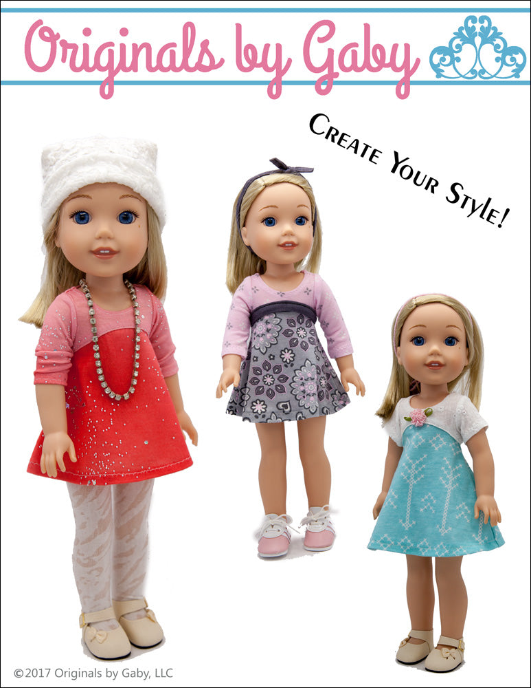 Tri-City Knit Dress 14-14.5" Doll Clothes Pattern