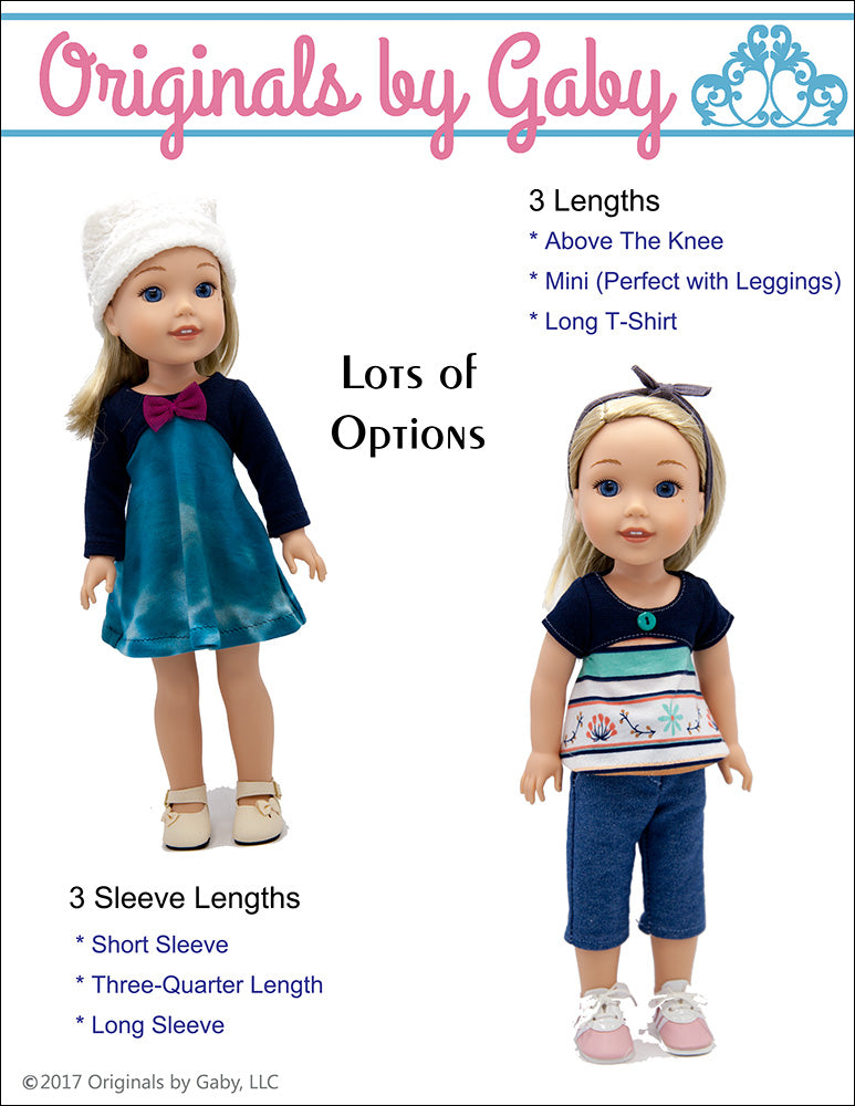 Tri-City Knit Dress 14-14.5" Doll Clothes Pattern