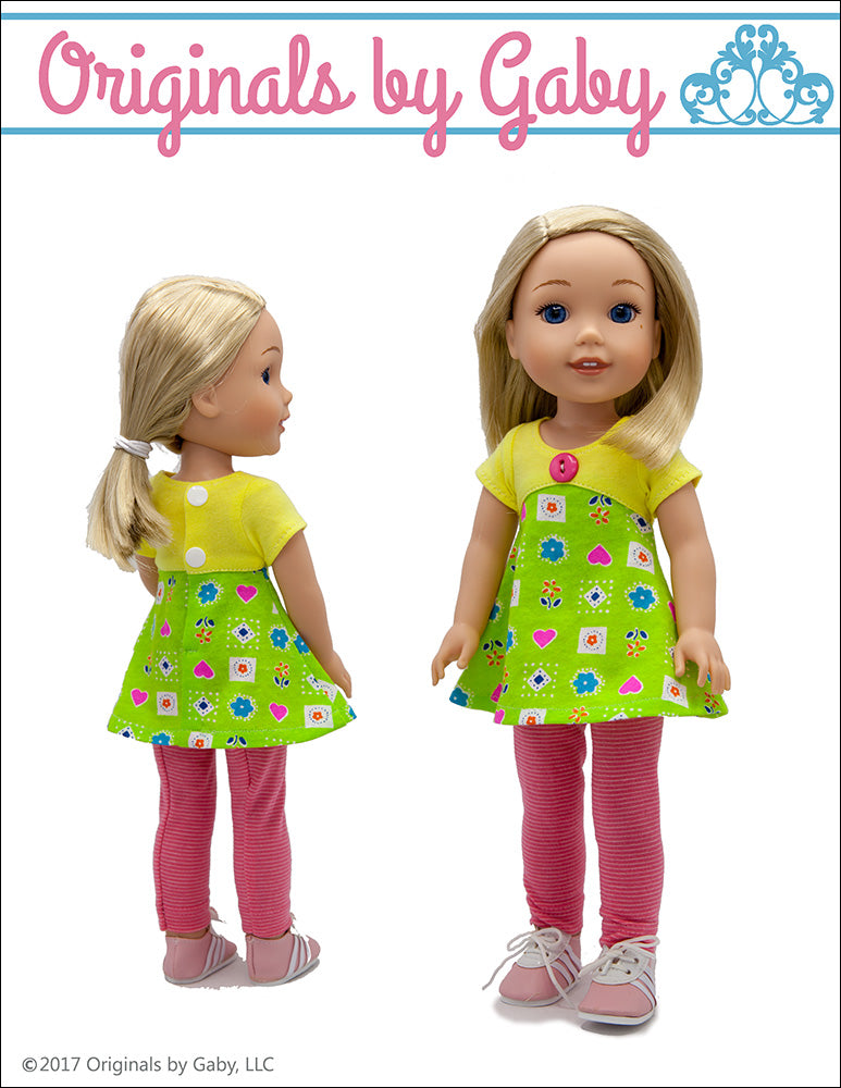 Tri-City Knit Dress 14-14.5" Doll Clothes Pattern