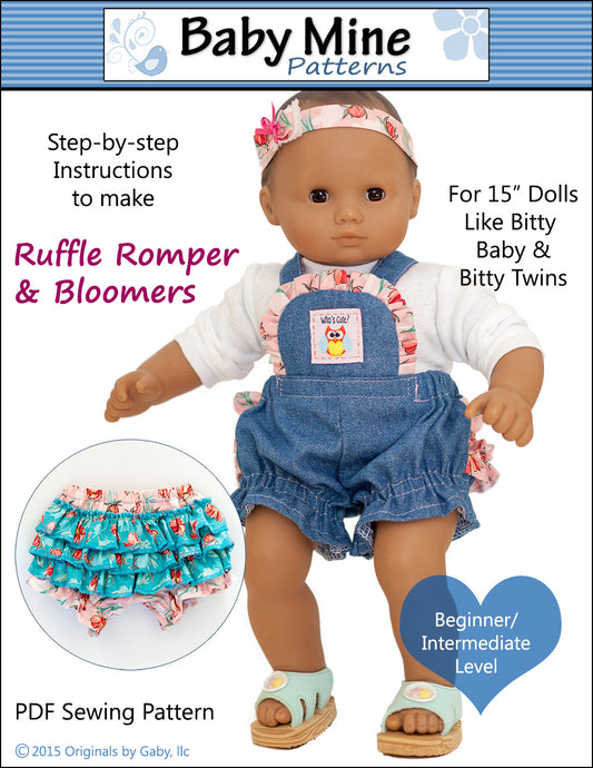 Ruffle Romper and Bloomers 15" Baby Doll Clothes Pattern