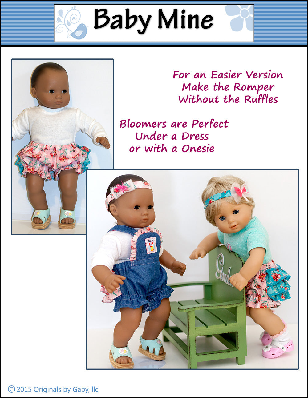 Ruffle Romper and Bloomers 15" Baby Doll Clothes Pattern