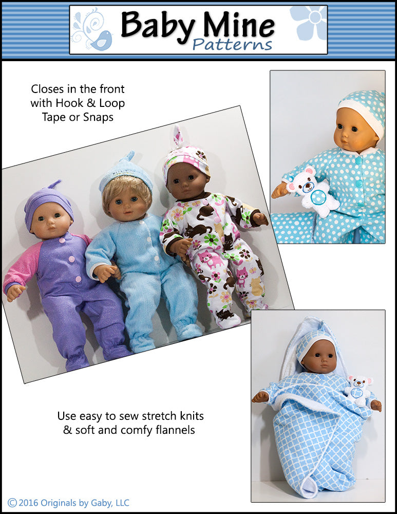 Simply Sweet Sleeper and Cap 15" Baby Doll Clothes Pattern