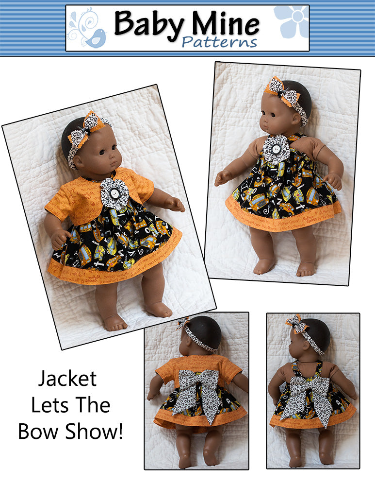 Picnic Sundress and Show My Bow Jacket 15" Baby Doll Clothes Pattern