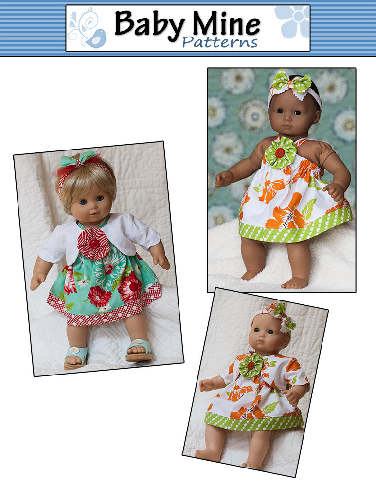 Picnic Sundress and Show My Bow Jacket 15" Baby Doll Clothes Pattern