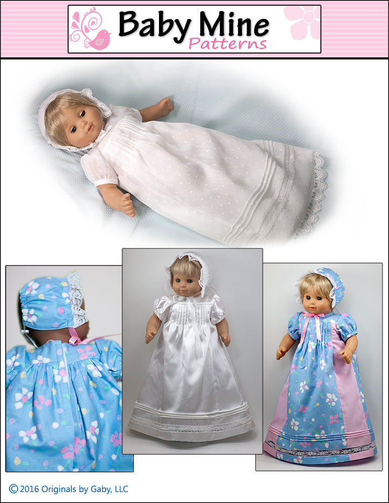 Christening Gown 15" Baby Doll Clothes Pattern