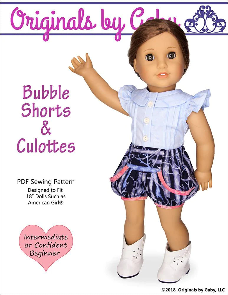 Bubble Shorts and Culottes 18" Doll Clothes Pattern