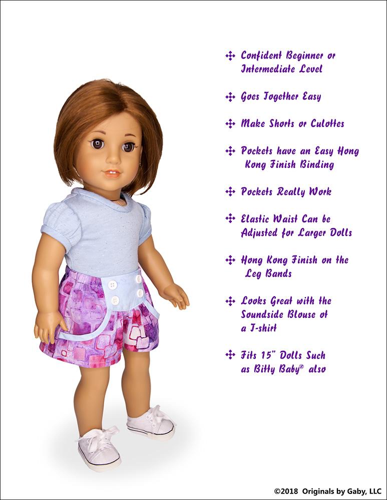 Bubble Shorts and Culottes 18" Doll Clothes Pattern