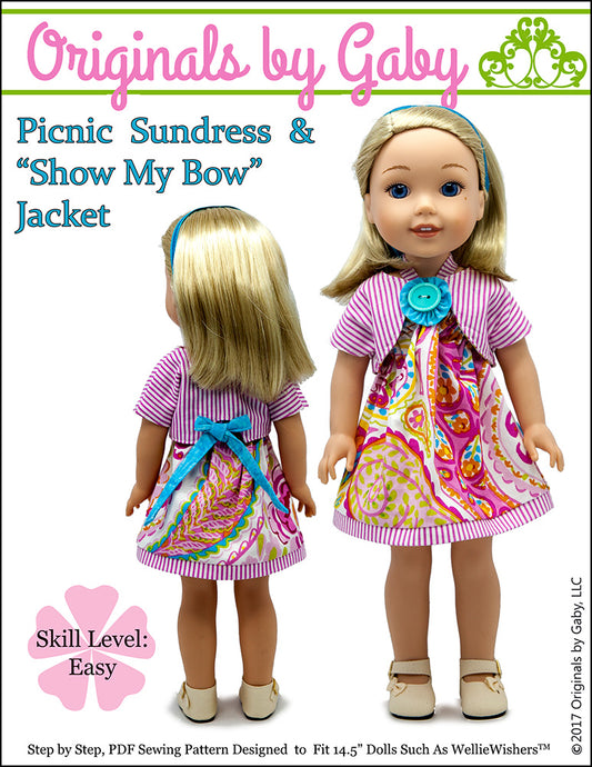 Picnic Sundress & Show My Bow Jacket 14.5" Doll Clothes Pattern